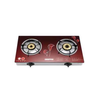 Geepas Tempered Glass Top 2 Burner Gas Cooker with Brass Burner with Auto Ignition – GK5602