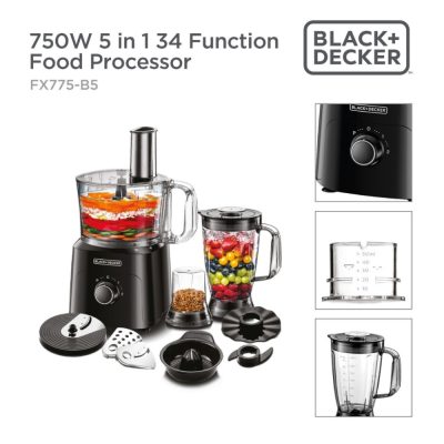 Black + Decker 750W 5 In 1 34 Function Food Processor ? Fx775-B5