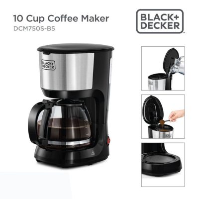 Black + Decker 750W 10 Cup Coffee Maker ? Dcm750S-B5