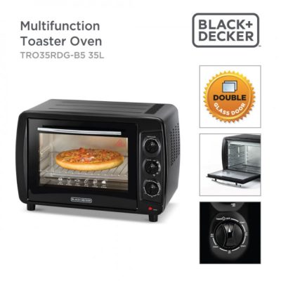 Black & Decker 35L 1500W Double Glass Toaster Electric Oven With Rotisserie Tro35Rdg-B5