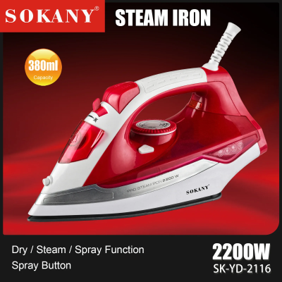 Sokany Garment Steamer 2200 Watt 380 ml Fashion Design Non-Stick Coating Electric Irons 2200W Steam Iron Steam Press Iron – SK-YD-2116