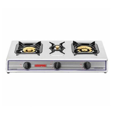 Geepas 3 Burner Gas Cooker Stainless Steel – GK74 – Durable Powerful Kitchen Essential