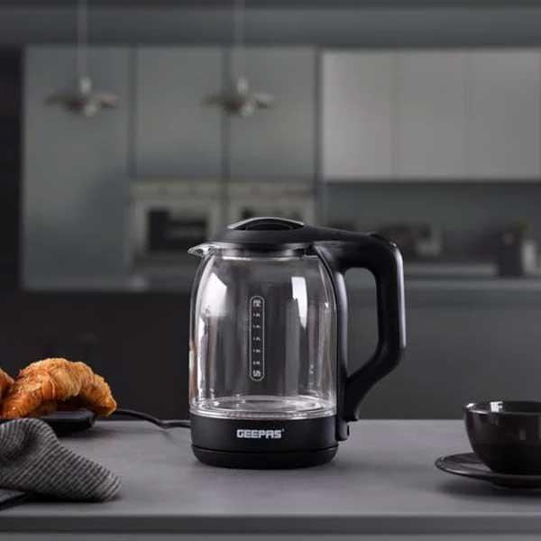 Geepas 1.8L Glass Electric Kettle - GK9901N - Powerful Elegant Boiling Performance 4 Geepas 1.8L Glass Electric Kettle