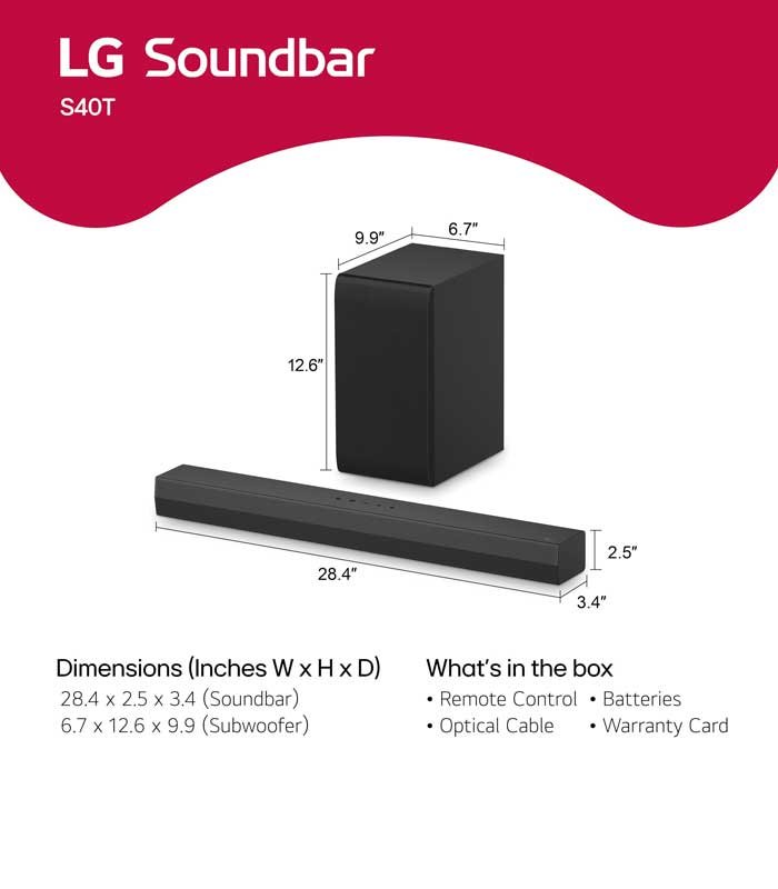 LG 300W 2.1ch Soundbar with Dolby DTS S40T | AI Sound Pro 2 LG 300W 2.1ch Soundbar with Dolby DTS S40T | AI Sound Pro - Image 2