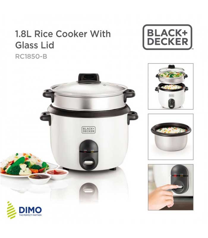 BLACK+DECKER 1.8L Rice Cooker RC1850 – Effortless Perfect Rice Every Time | Reliable Durable Efficient 4 Rice Cooker RC1850